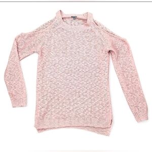 Cold Shoulder Open Knit Dusty Soft Pink Sweater Size Small